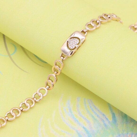 "Elegant Heart Charm Rose Gold Bracelet in High-Polish Finish, XPBL0899 - Picture 7 of 12